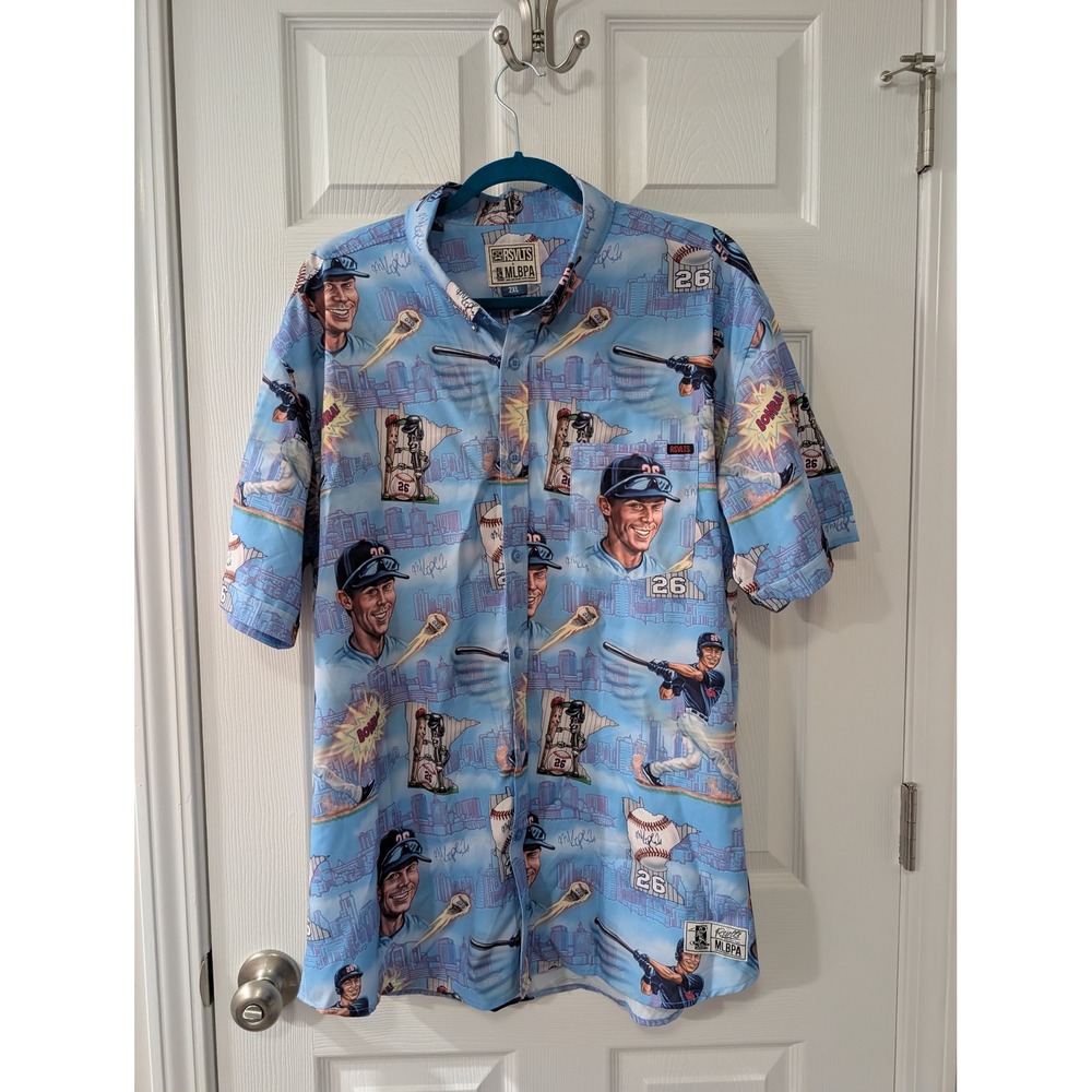 RSVLTS x MLBPA Max Kepler #26 Minnesota Twins Button Up Shirt‎ 2XL Blue Kunuflex